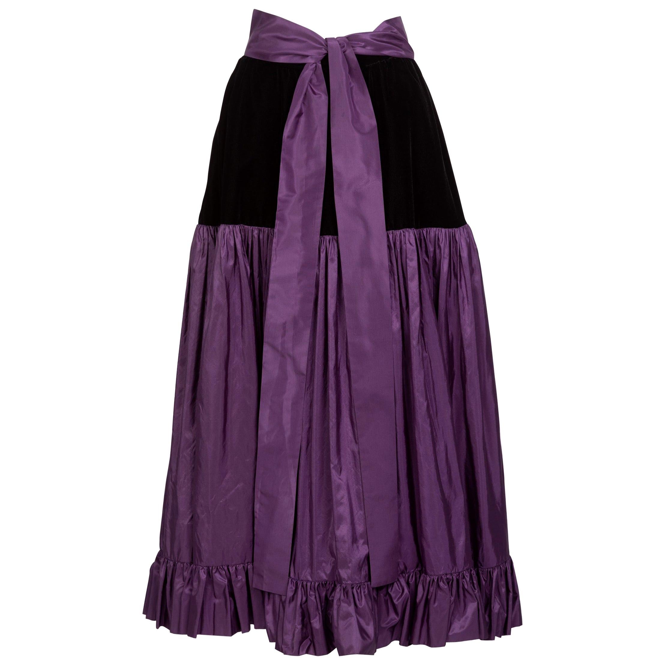 Yves Saint Laurent Skirt Russian Collection Purple Skirt YSL, 1970s For Sale