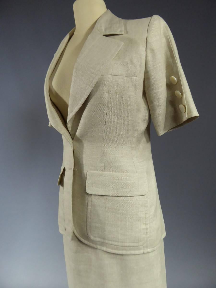 Traje con falda de lino Yves Saint Laurent Rive Gauche, circa 2000 en venta 3
