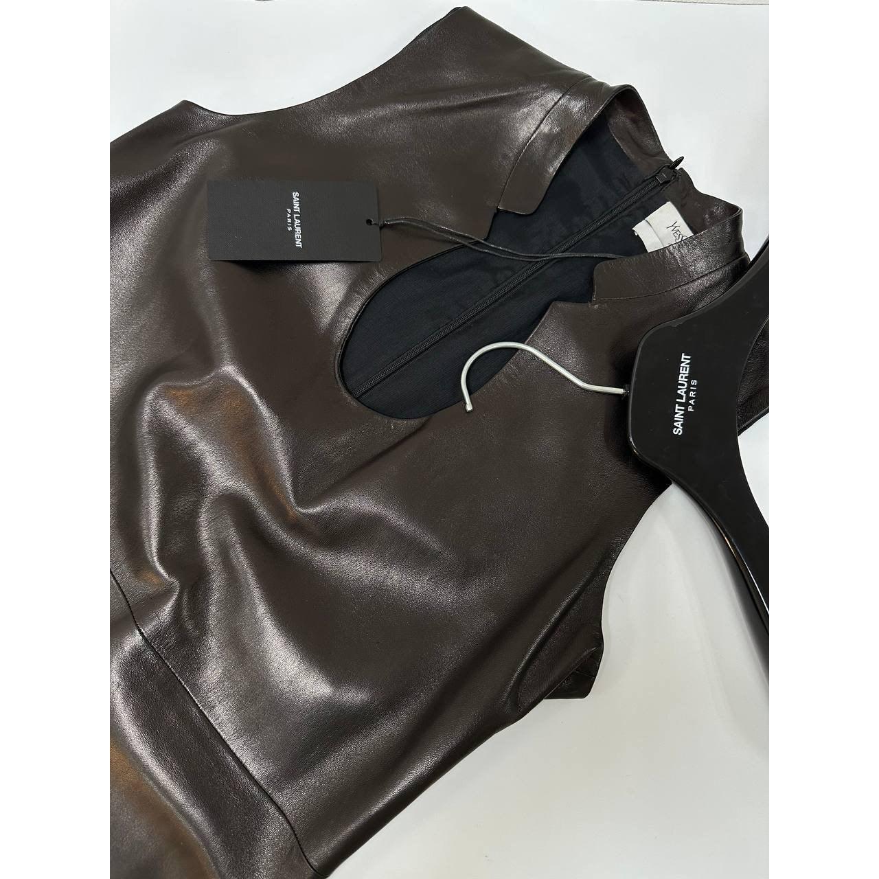 Yves Saint Laurent Ärmelloses Braunes Vintage Minikleid Sz.40 (Schwarz) im Angebot