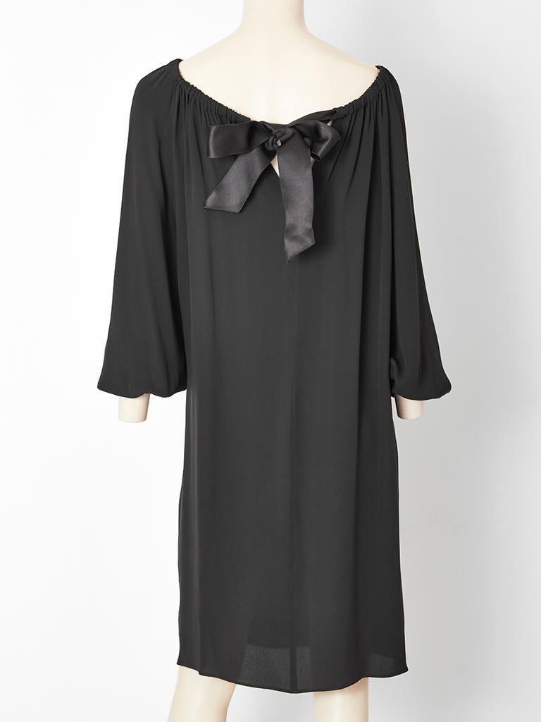 Black Yves Saint Laurent Smock Dress with Satin Bow