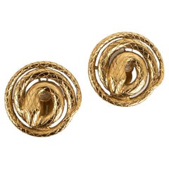 Vintage Yves Saint Laurent Snake Earrings in Gold Metal