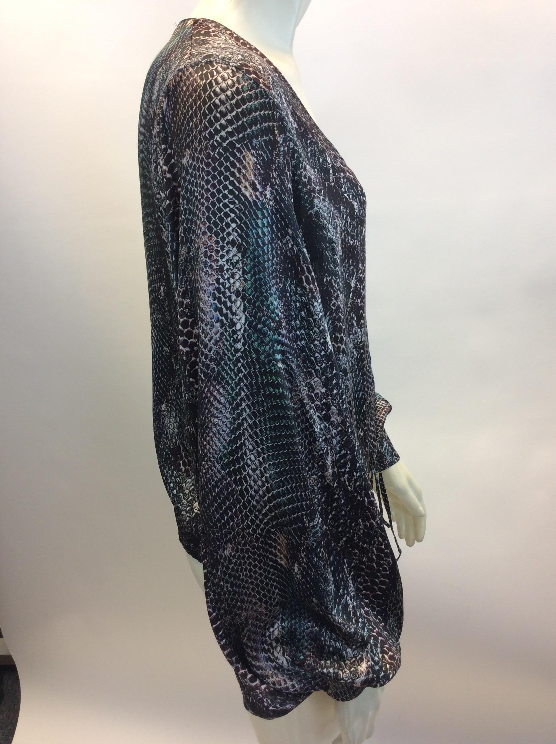 Black Yves Saint Laurent Snake Skin Print Silk Blouse For Sale