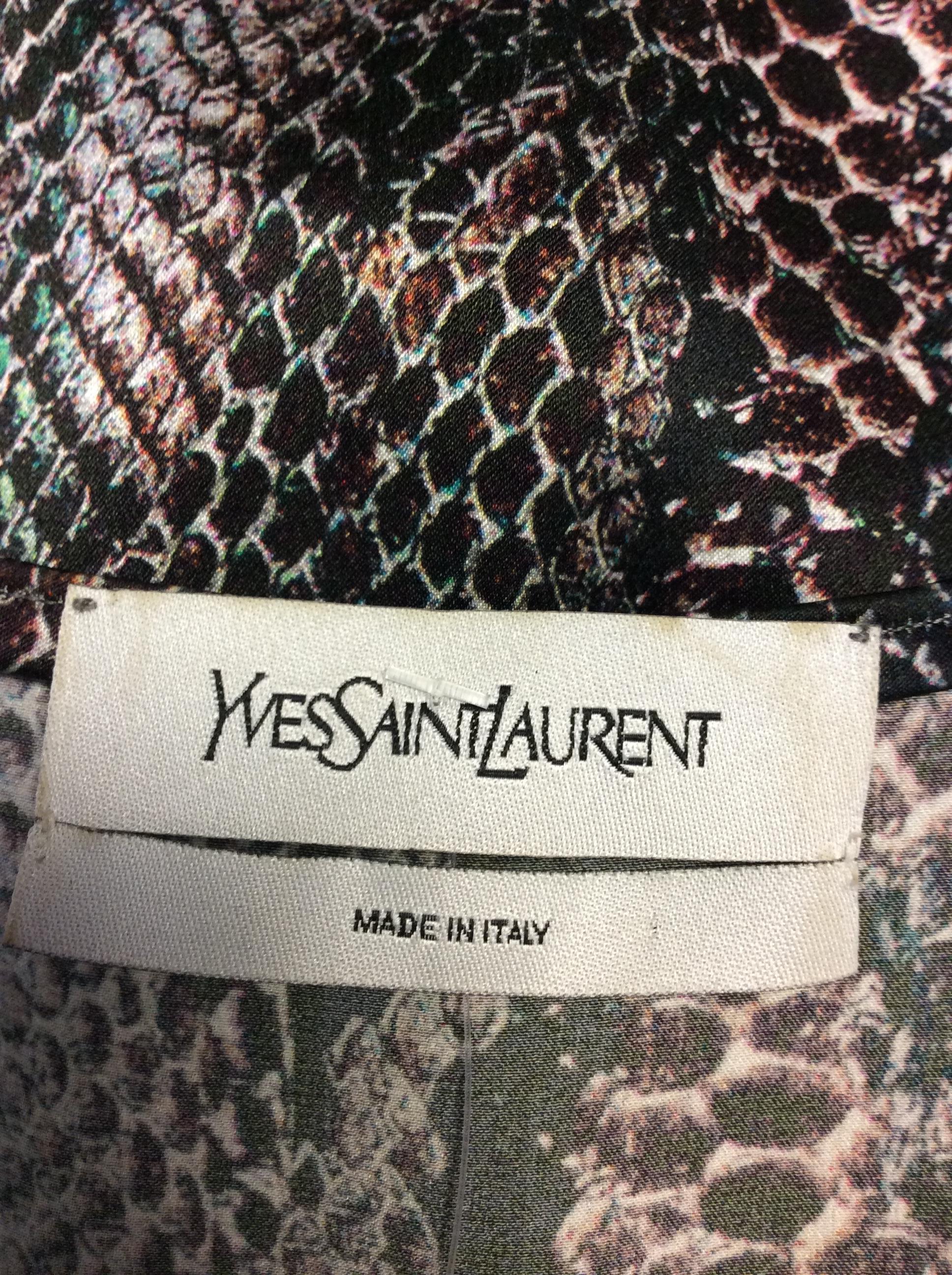 Yves Saint Laurent Snake Skin Print Silk Blouse For Sale 1