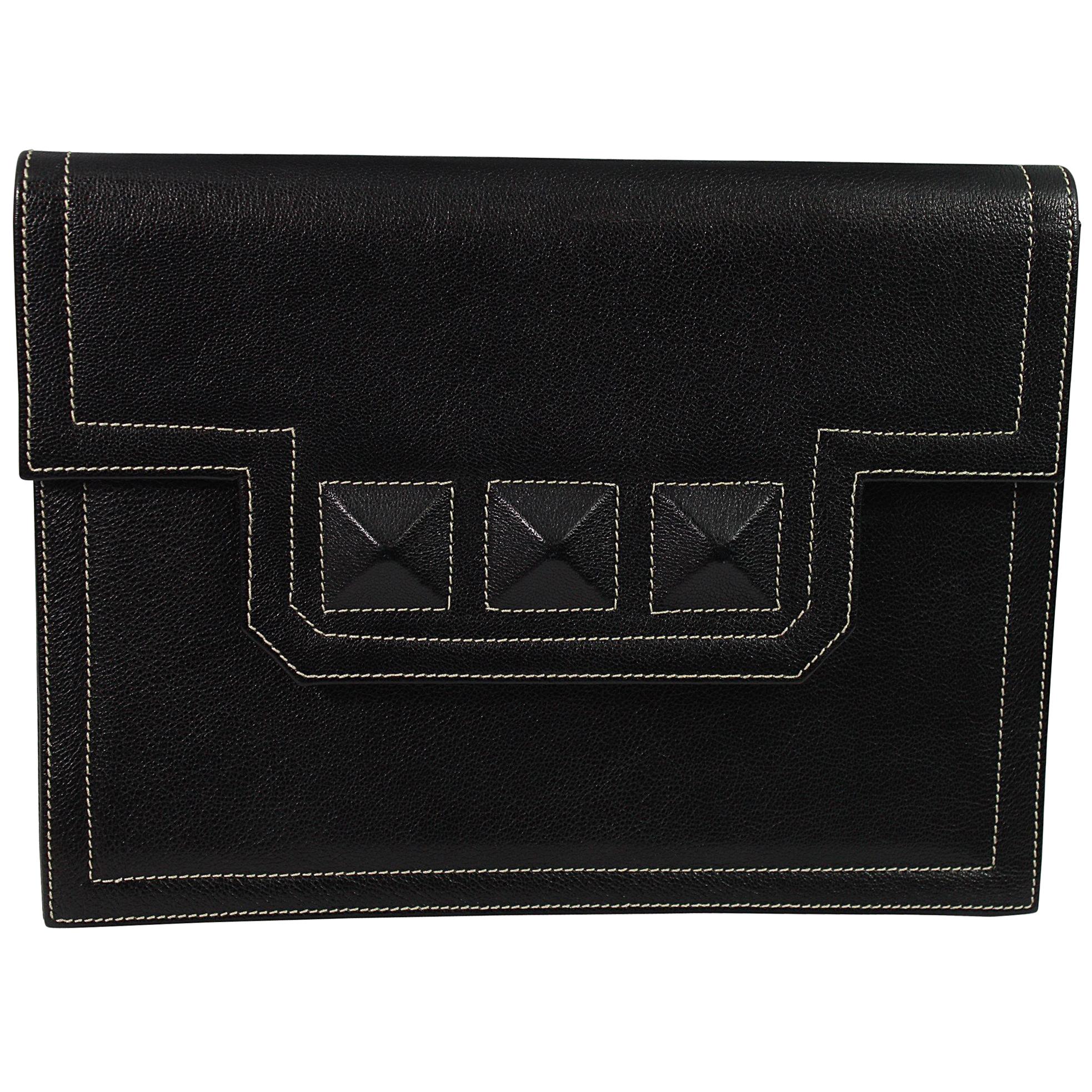 Yves Saint Laurent Spike Medor Style Black Vintage Clutch