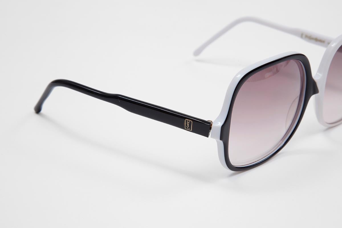 Gray Yves Saint Laurent Square-Frame Two-Tone Sunglasses