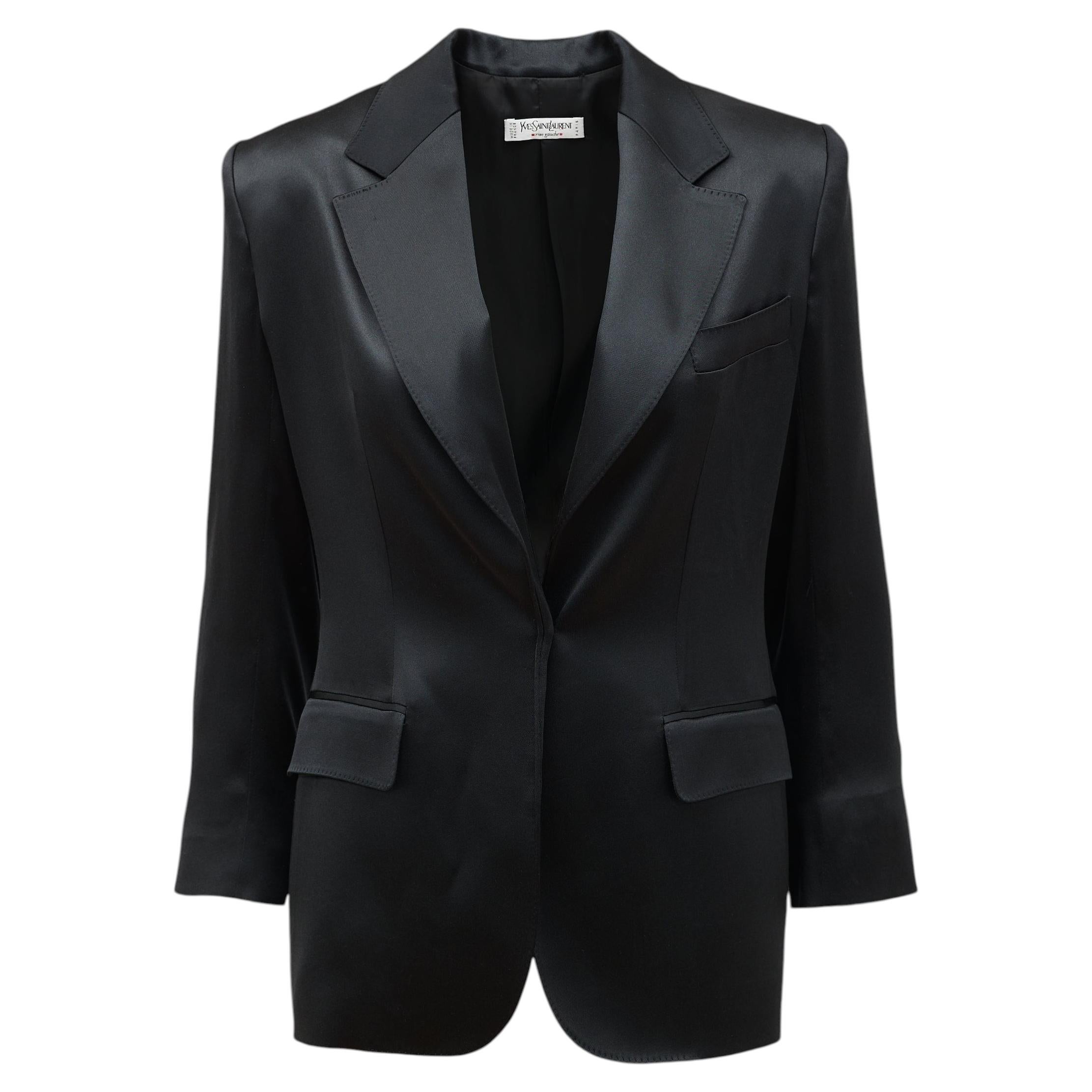 Yves Saint Laurent SS 2001 Tom Ford First Collection Black Silk Jacket FR 40