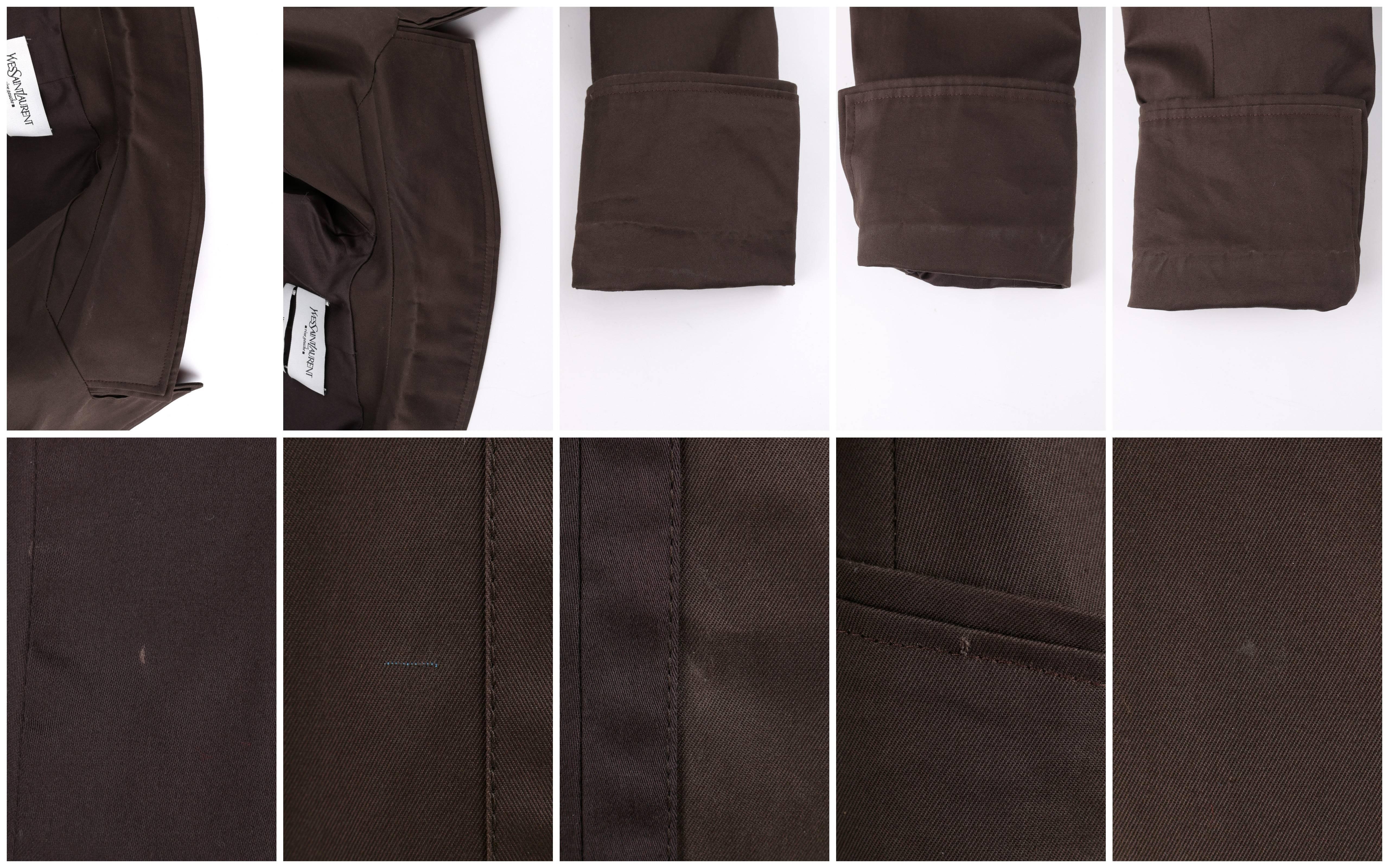 YVES SAINT LAURENT S/S 2003 YSL 2 Pc Olive Brown Peplum Blazer Pants Power Suit 5