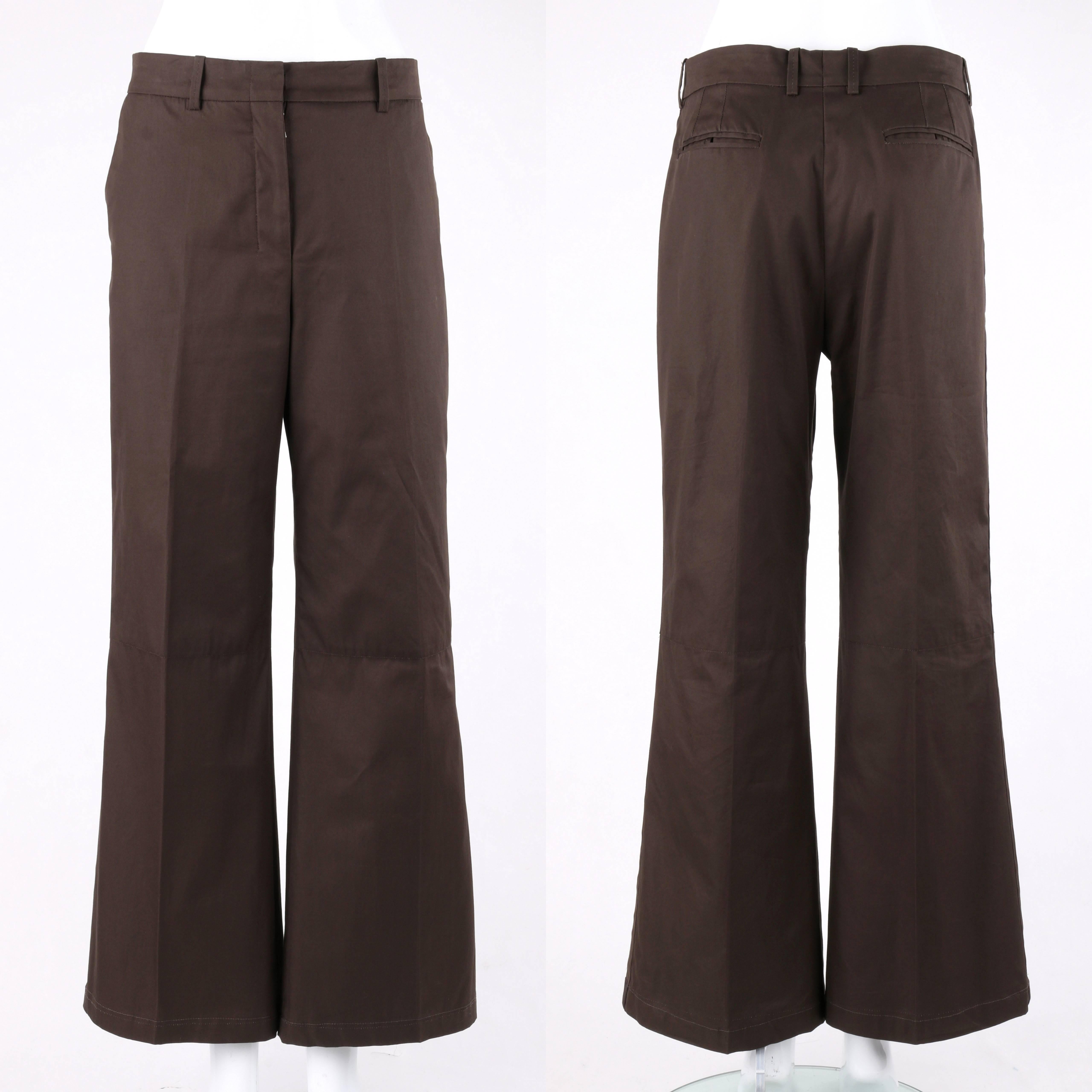 YVES SAINT LAURENT S/S 2003 YSL 2 Pc Olive Brown Peplum Blazer Pants Power Suit 1
