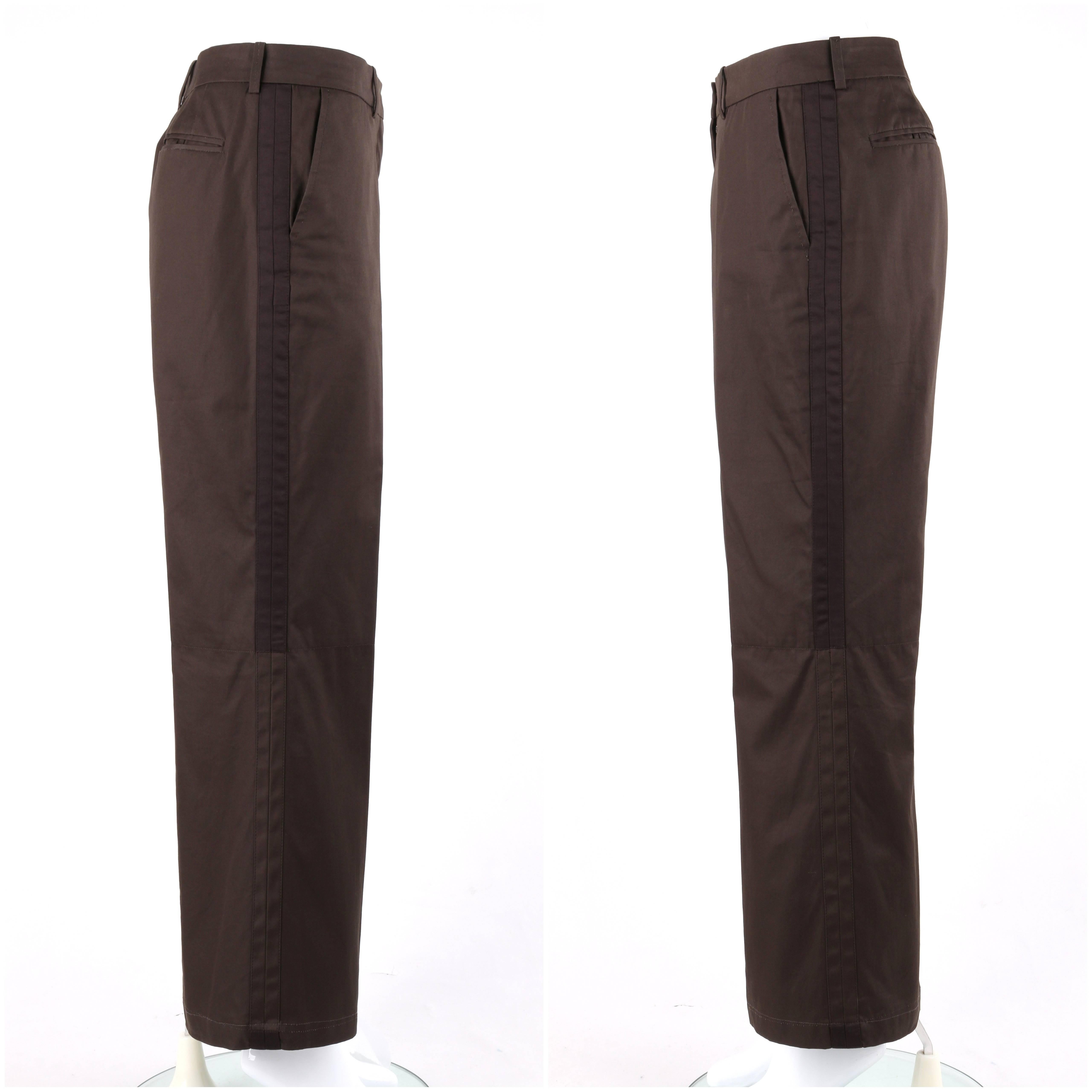 YVES SAINT LAURENT S/S 2003 YSL 2 Pc Olive Brown Peplum Blazer Pants Power Suit 2