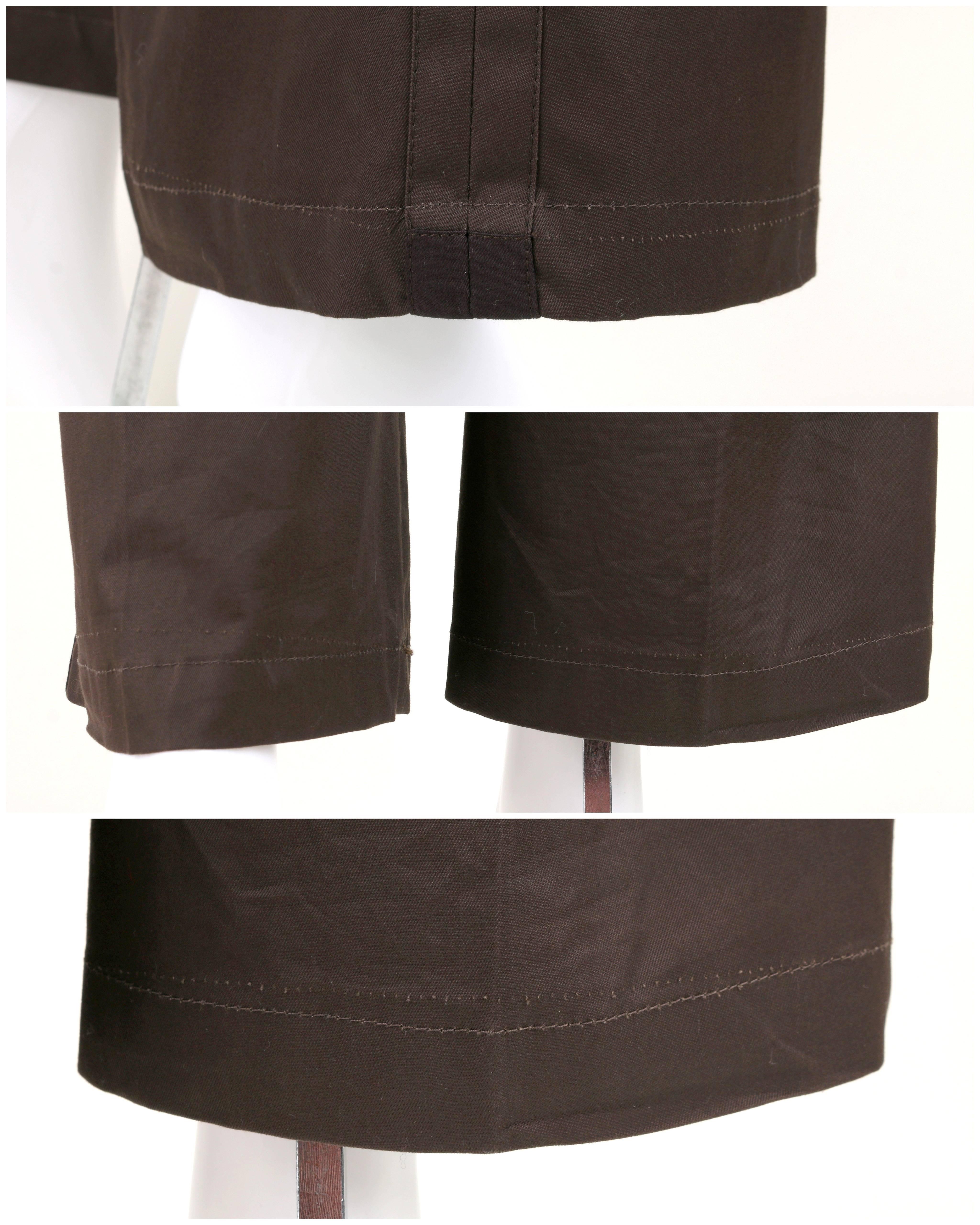 YVES SAINT LAURENT S/S 2003 YSL 2 Pc Olive Brown Peplum Blazer Pants Power Suit 4