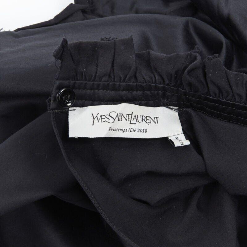 YVES SAINT LAURENT SS10 black cotton ruffle sleeve victorian collar vest FR38 For Sale 8
