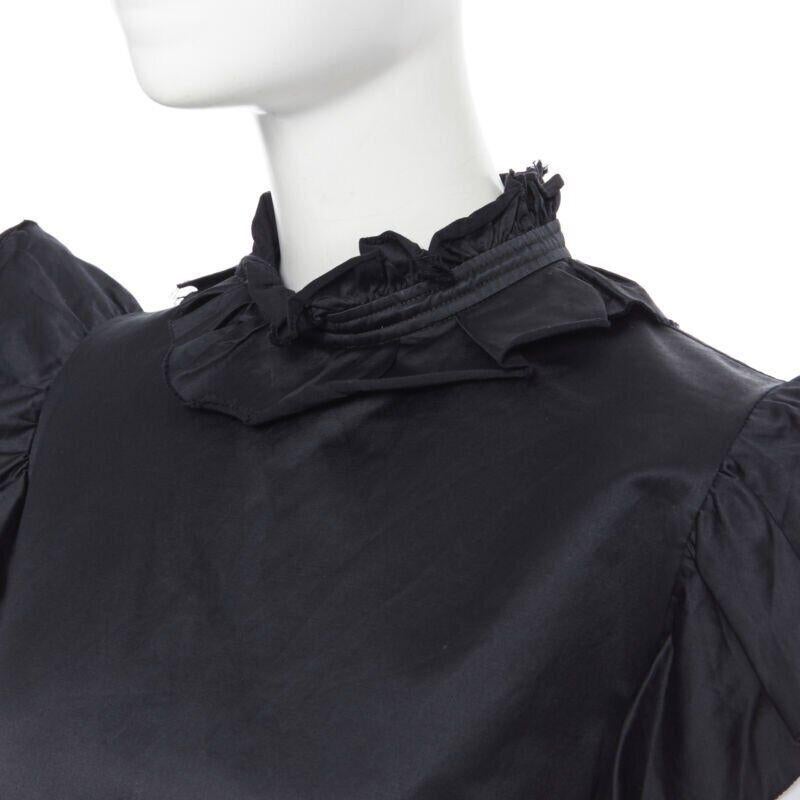 YVES SAINT LAURENT SS10 black cotton ruffle sleeve victorian collar vest FR38 For Sale 5