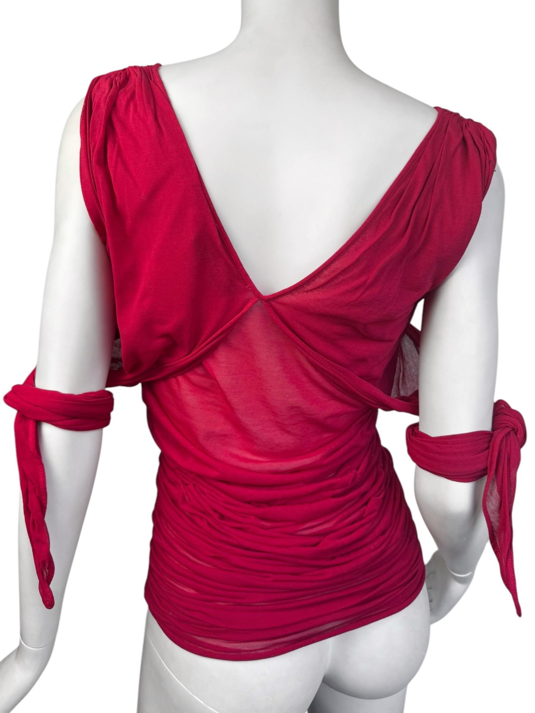 YVES SAINT LAURENT ss2003 BY TOM FORD RED SHEER DRAPED TANK TOP For Sale 1