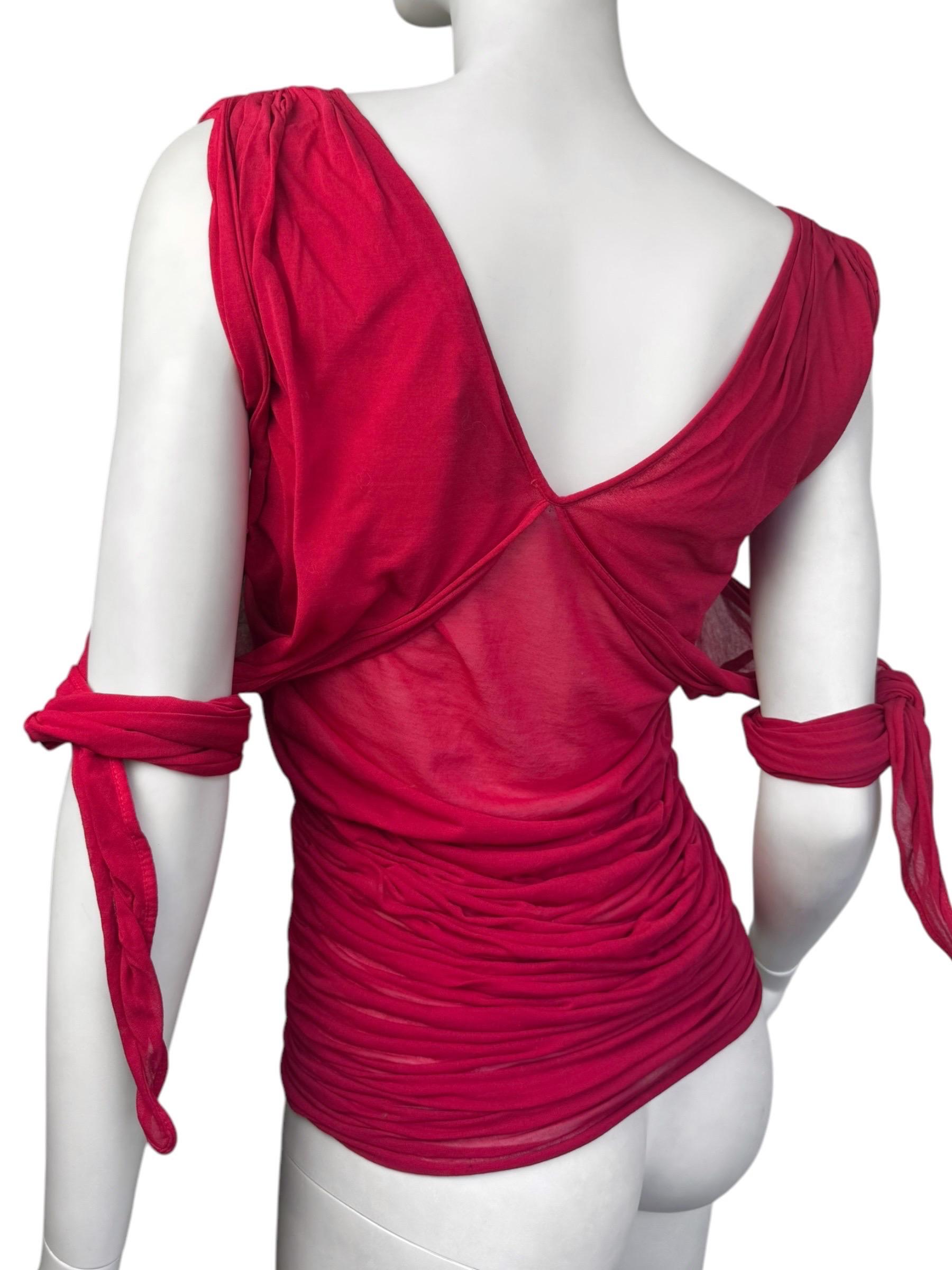 YVES SAINT LAURENT ss2003 BY TOM FORD RED SHEER DRAPED TANK TOP For Sale 2