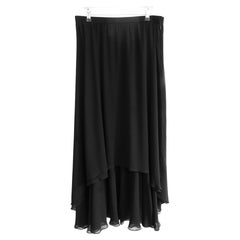 Yves Saint Laurent SS94 Black Chiffon High Low Skirt