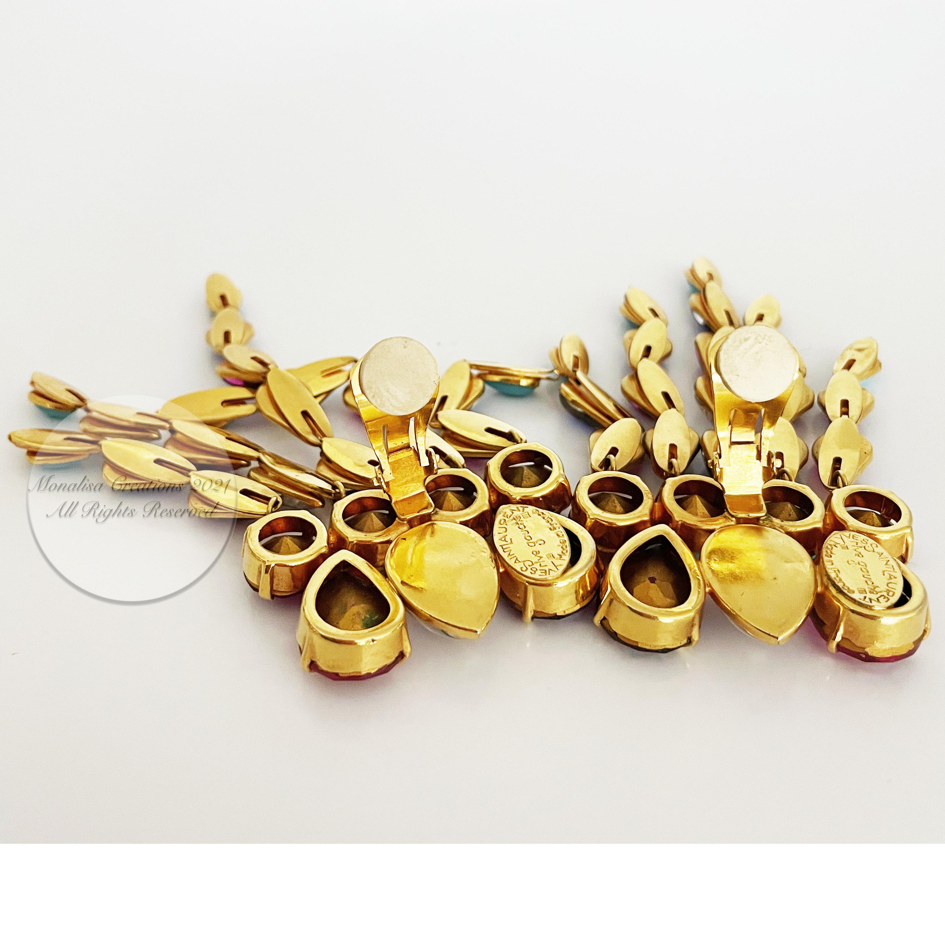 Yves Saint Laurent Statement Earrings Massive Chandelier Dangles Vintage Rare 7