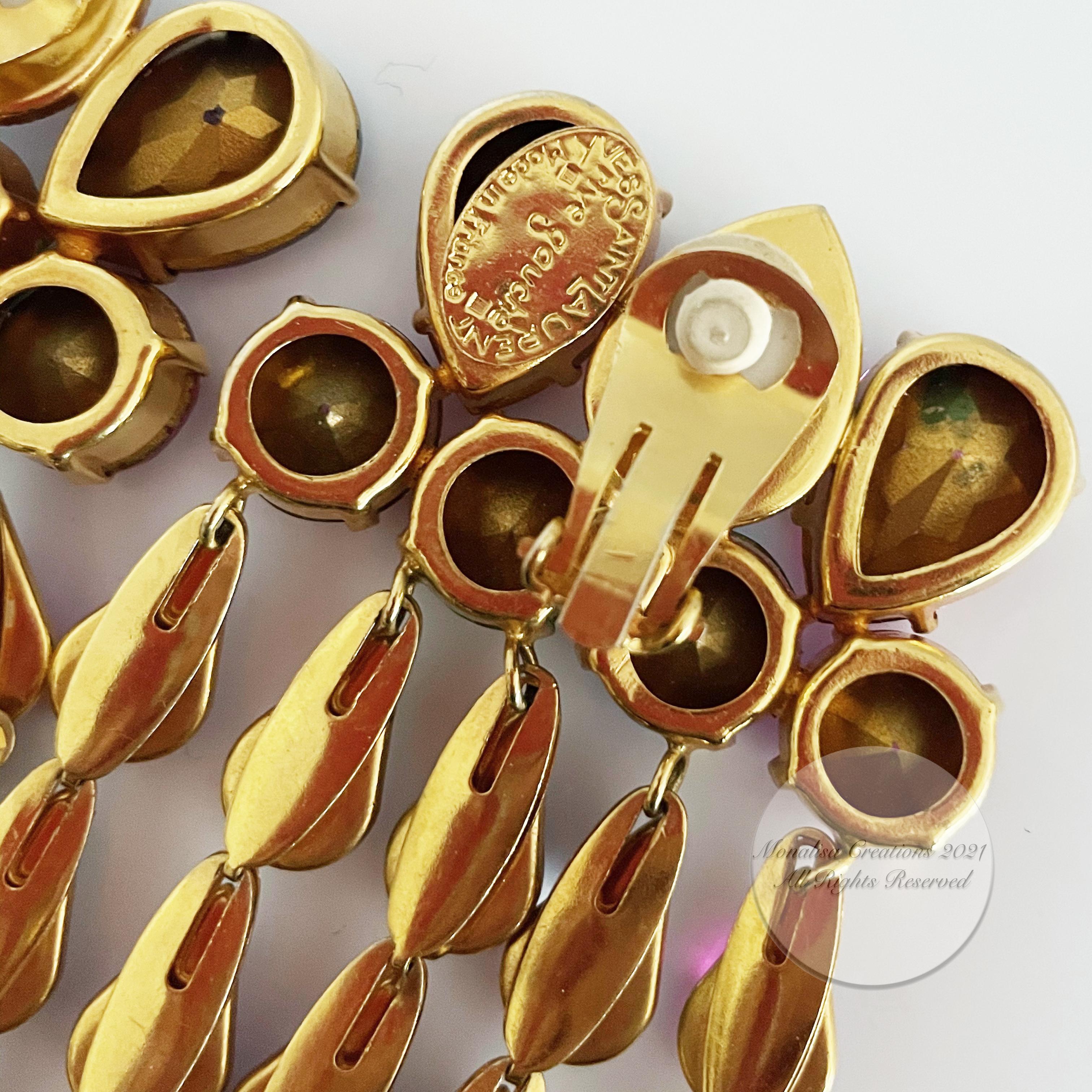 Yves Saint Laurent Statement Earrings Massive Chandelier Dangles Vintage Rare 13