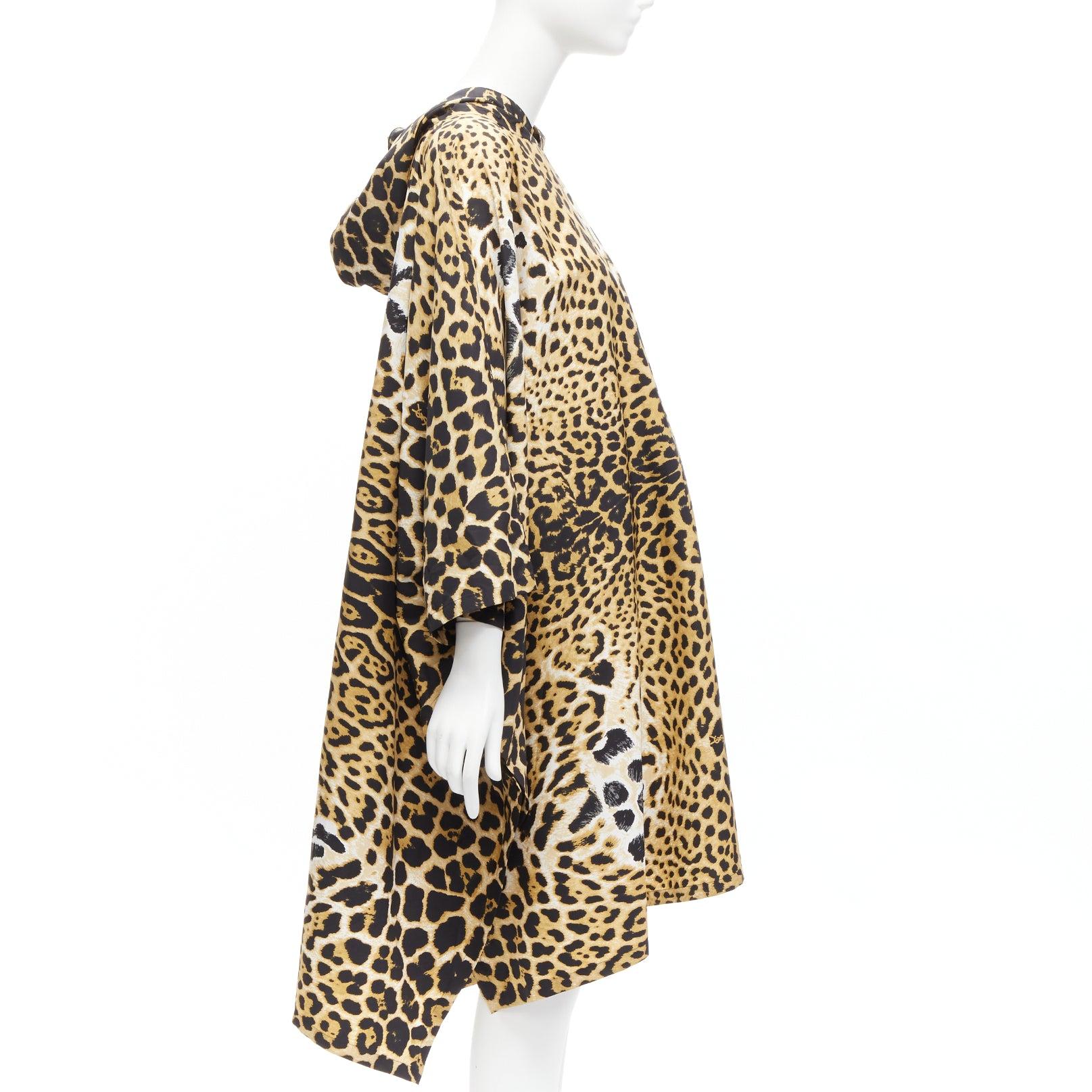 Women's YVES SAINT LAURENT Stefano Pilati 2011 Vintage leopard spot hooded poncho FR36 S