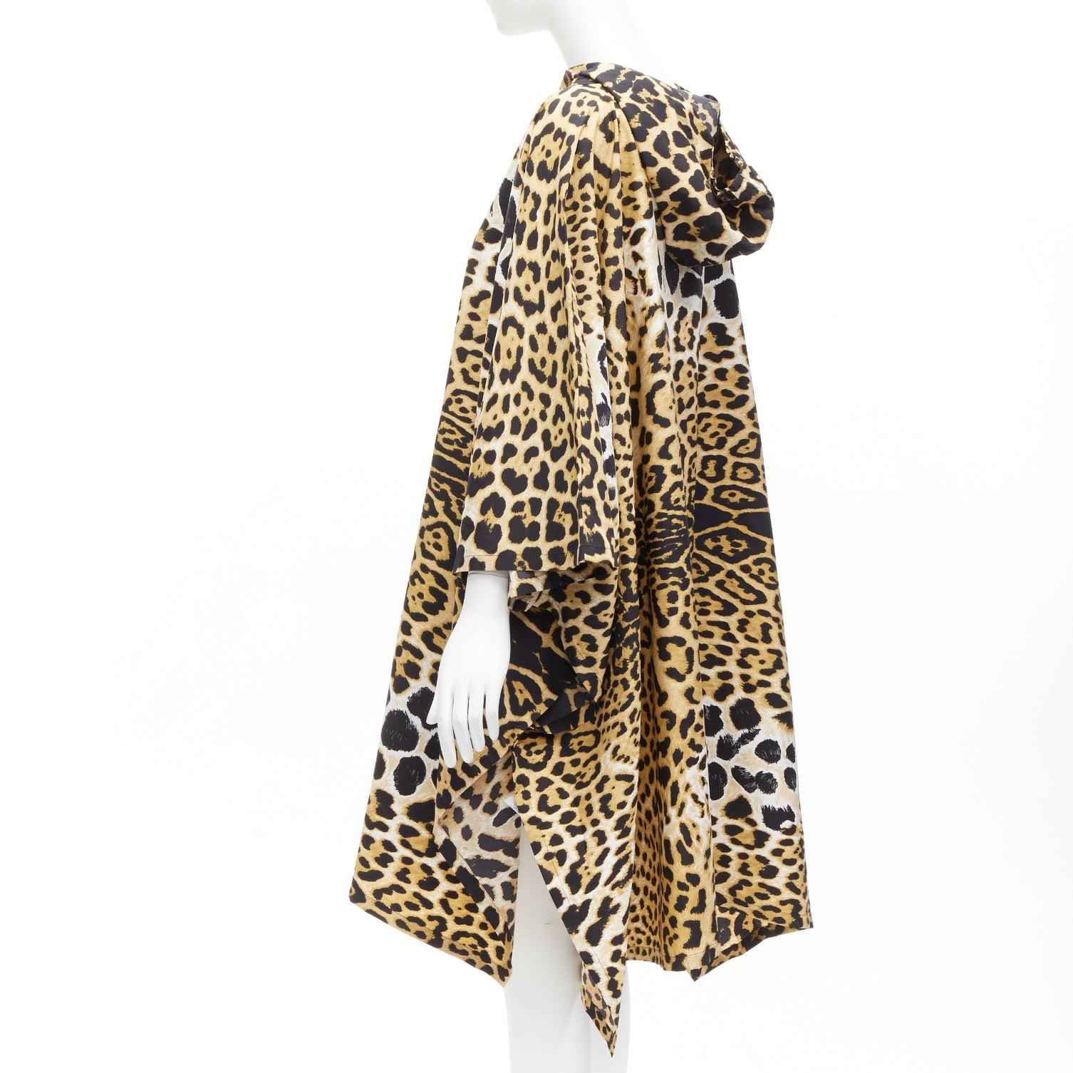 YVES SAINT LAURENT Stefano Pilati 2011 Vintage leopard spot hooded poncho FR36 S 2