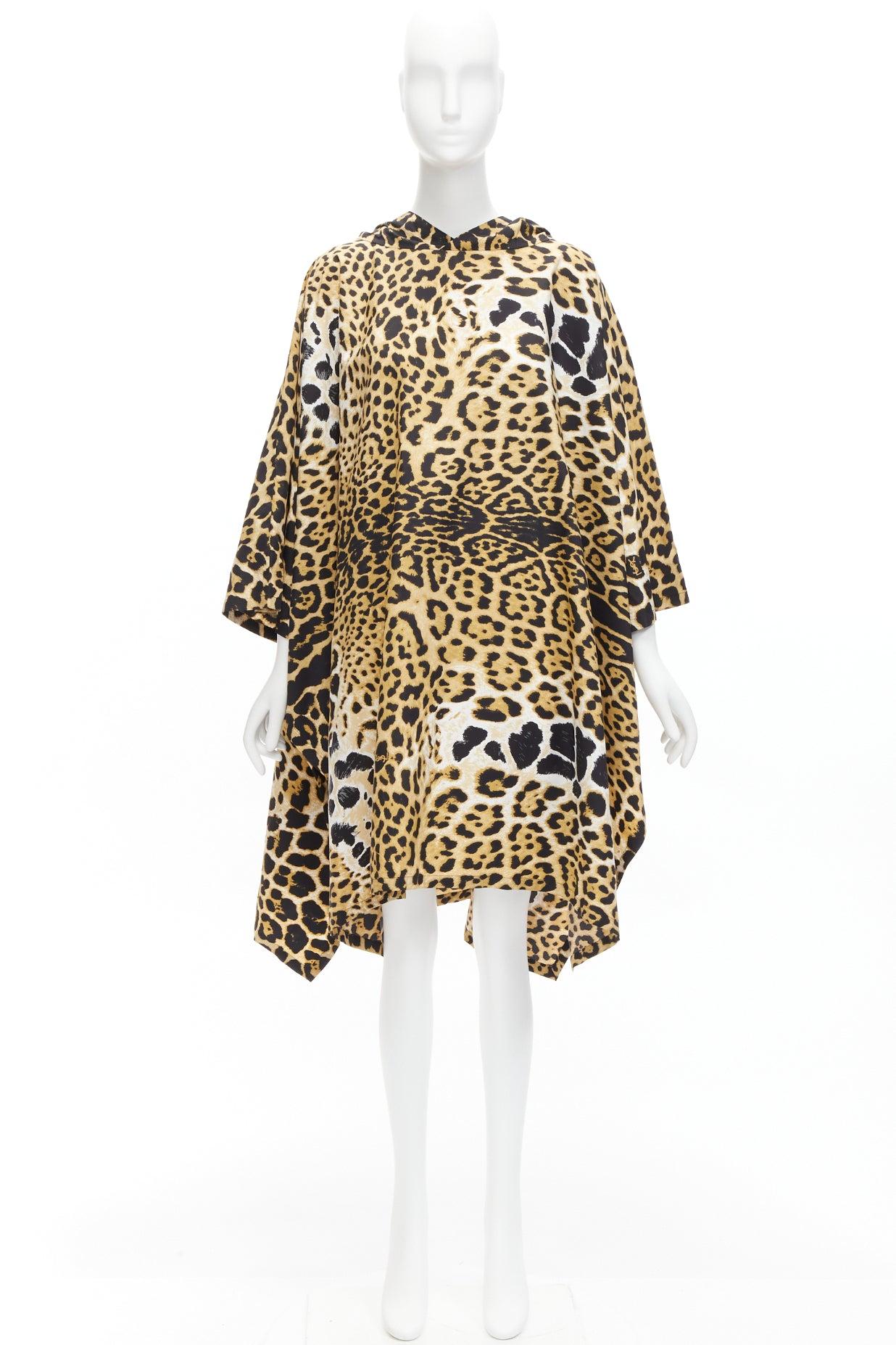 YVES SAINT LAURENT Stefano Pilati 2011 Vintage leopard spot hooded poncho FR36 S 5