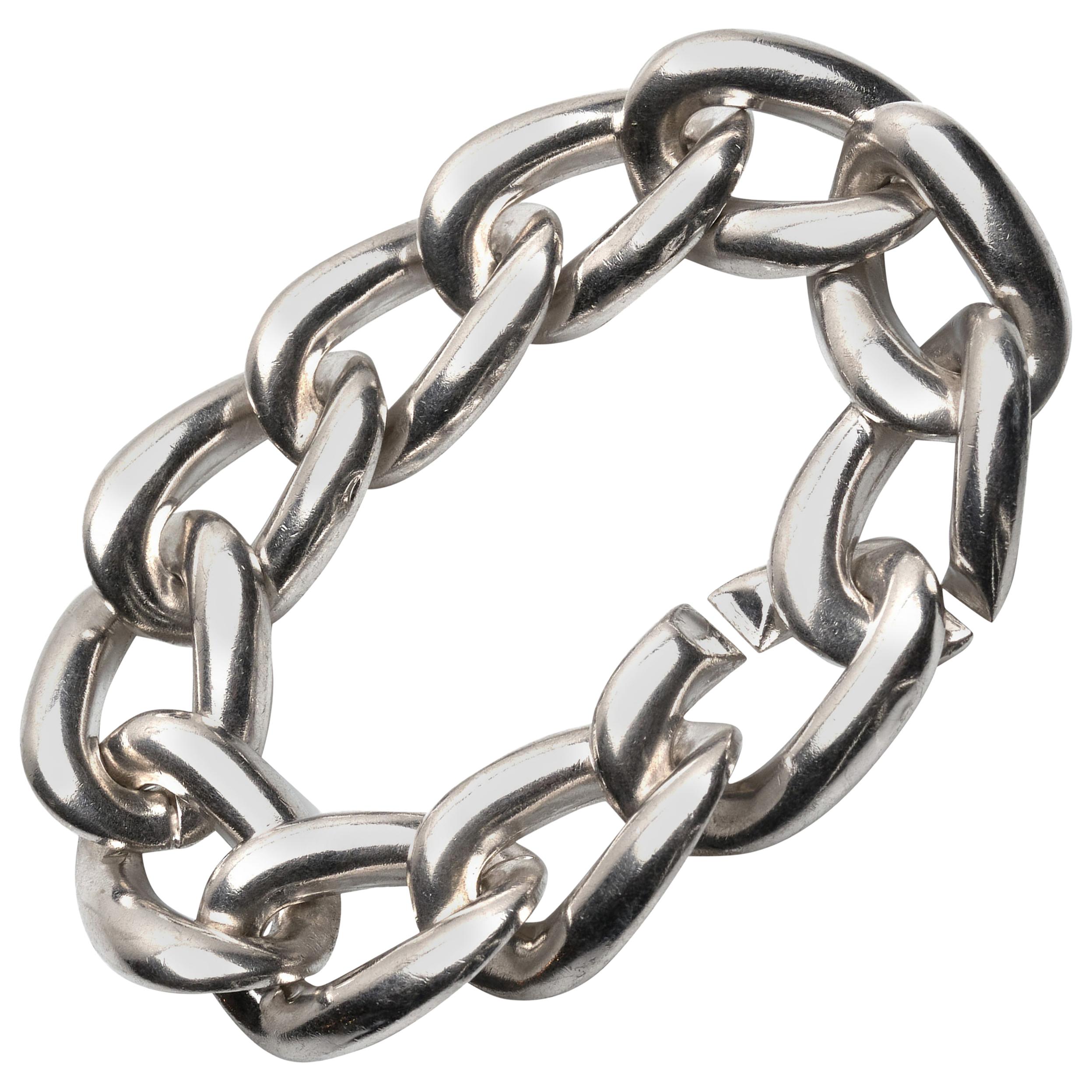 Yves Saint Laurent Sterling Silver Bracelet For Sale
