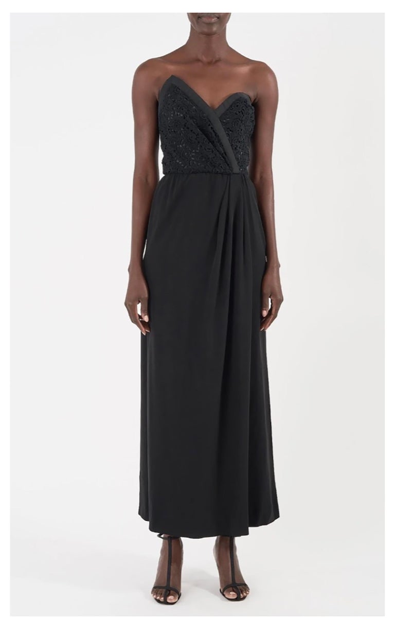 Black Yves Saint Laurent Strapless Gown  For Sale