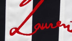 Yves Saint Laurent Striped Logo Embroidered Clutch Bag