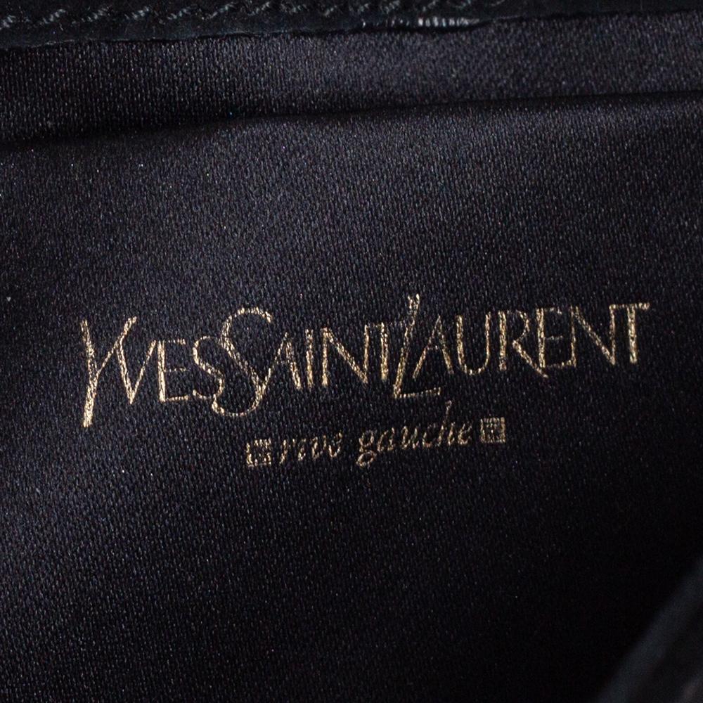 Yves Saint Laurent Suede and Sequins Fringe Flap Clutch 2