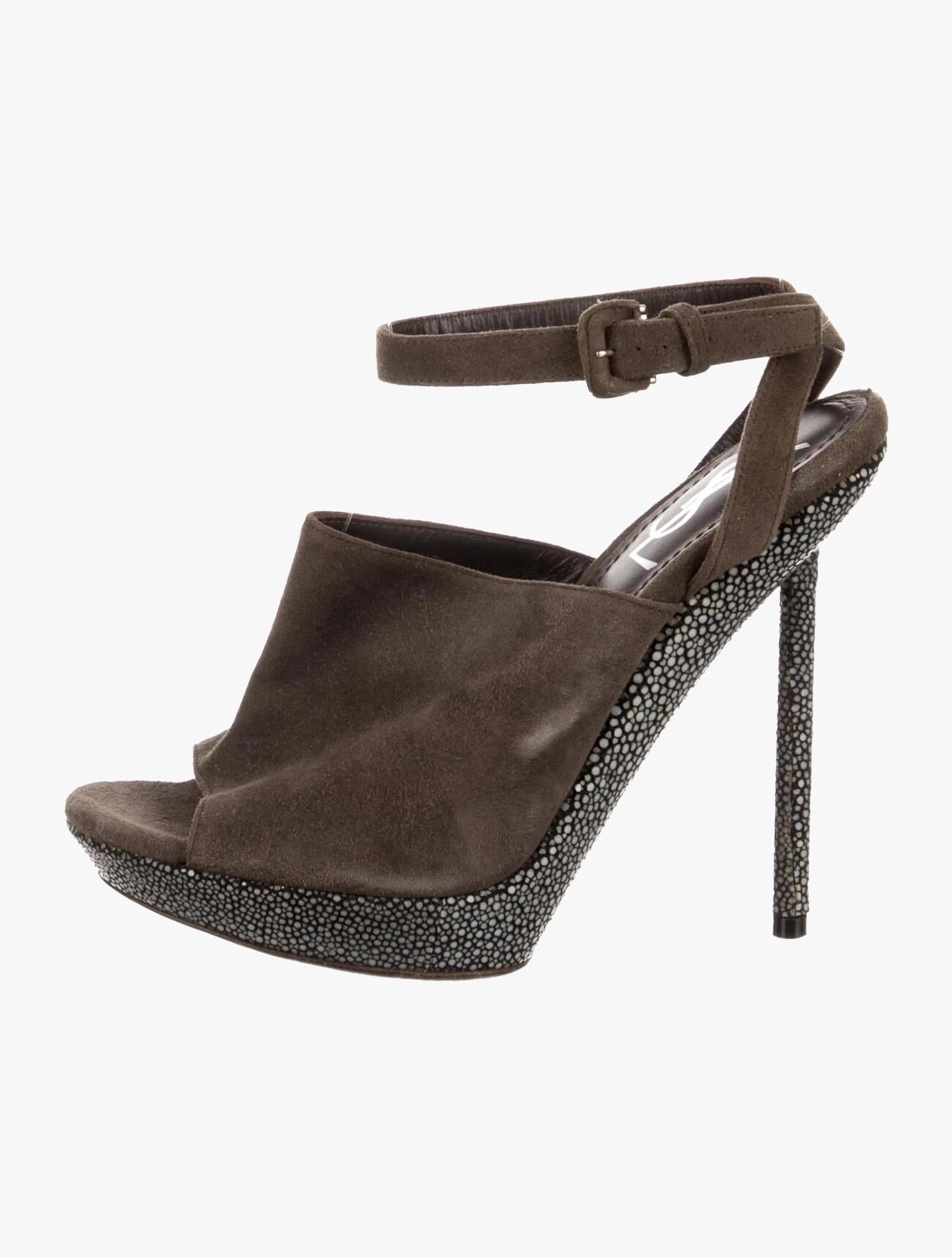 Women's or Men's Yves Saint Laurent suede high heel shoes For Sale