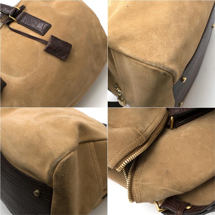 Brown Yves Saint Laurent Suede & Leather Weekend Bag