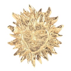 Yves Saint Laurent "Sun" Brooche in Gold Tone  Metal