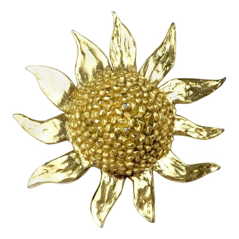  YVES SAINT LAURENT Sunflower Vintage Brooch