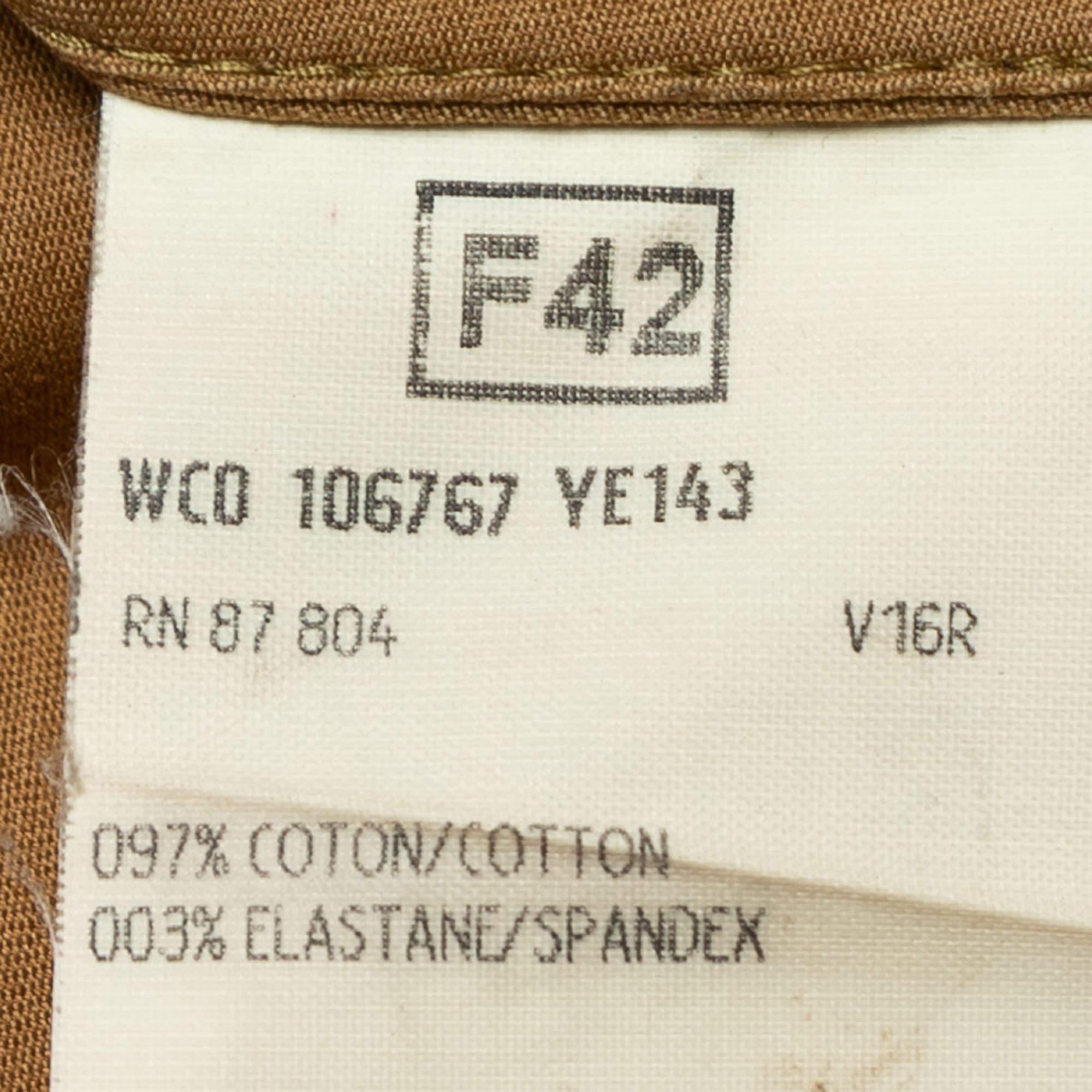 Yves Saint Laurent Tan Brown Cotton Twill Ruffled Zip-Up Jacket L (Braun) im Angebot