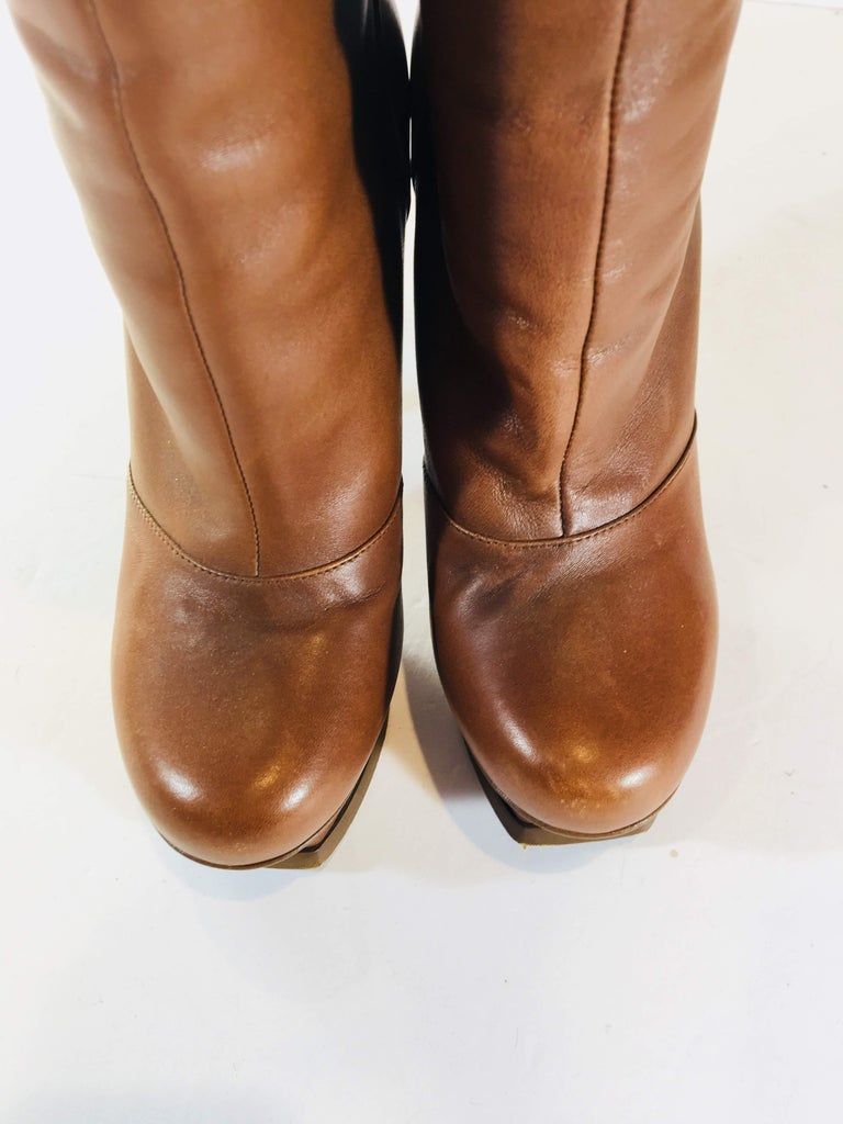 Yves Saint Laurent Tan Knee High Boots at 1stDibs | ysl knee high boots