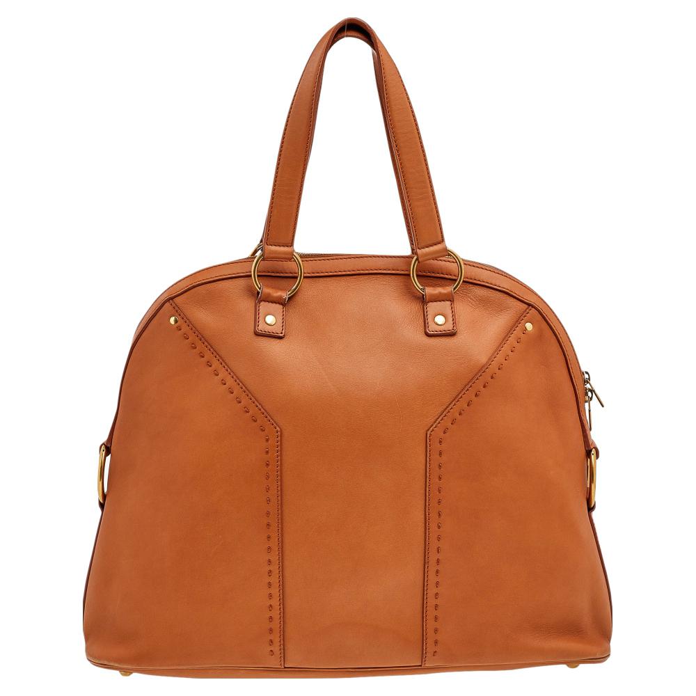 Yves Saint Laurent Tan Leather Large Muse Satchel 4