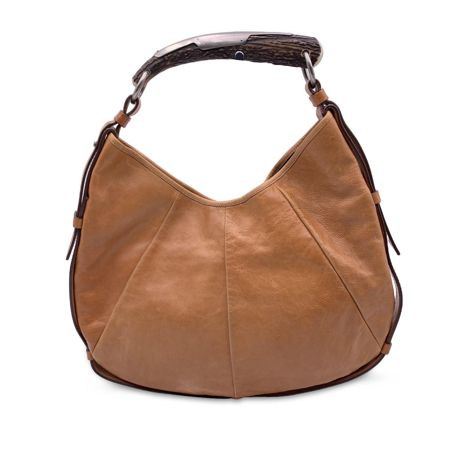 Yves Saint Laurent Tan Leather Mombasa Hobo Shoulder Bag In Good Condition In Rome, Rome