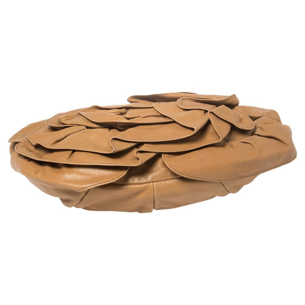 Yves Saint Laurent Tan Leather Nadja Rose Petal Hobo 3