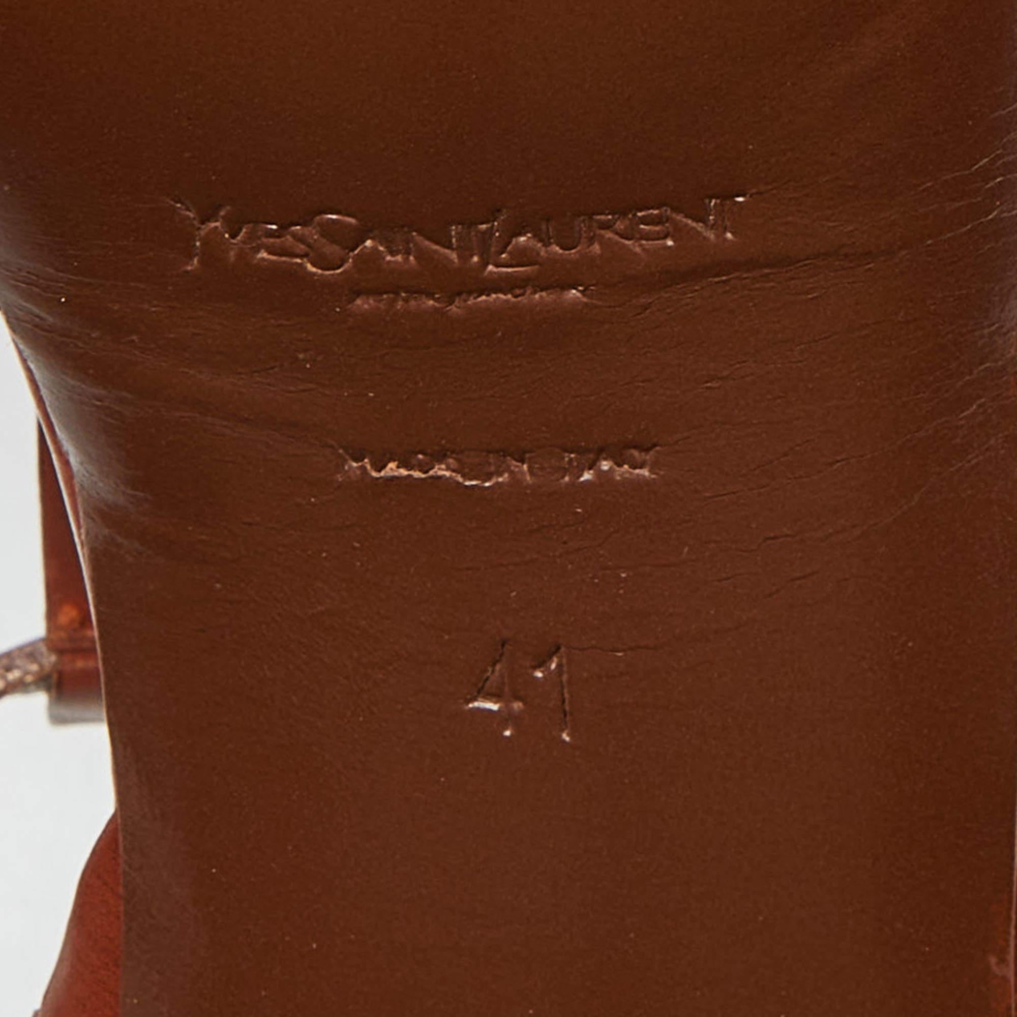 Yves Saint Laurent Tan Leather Tribute Platform Sandals Size 41 2
