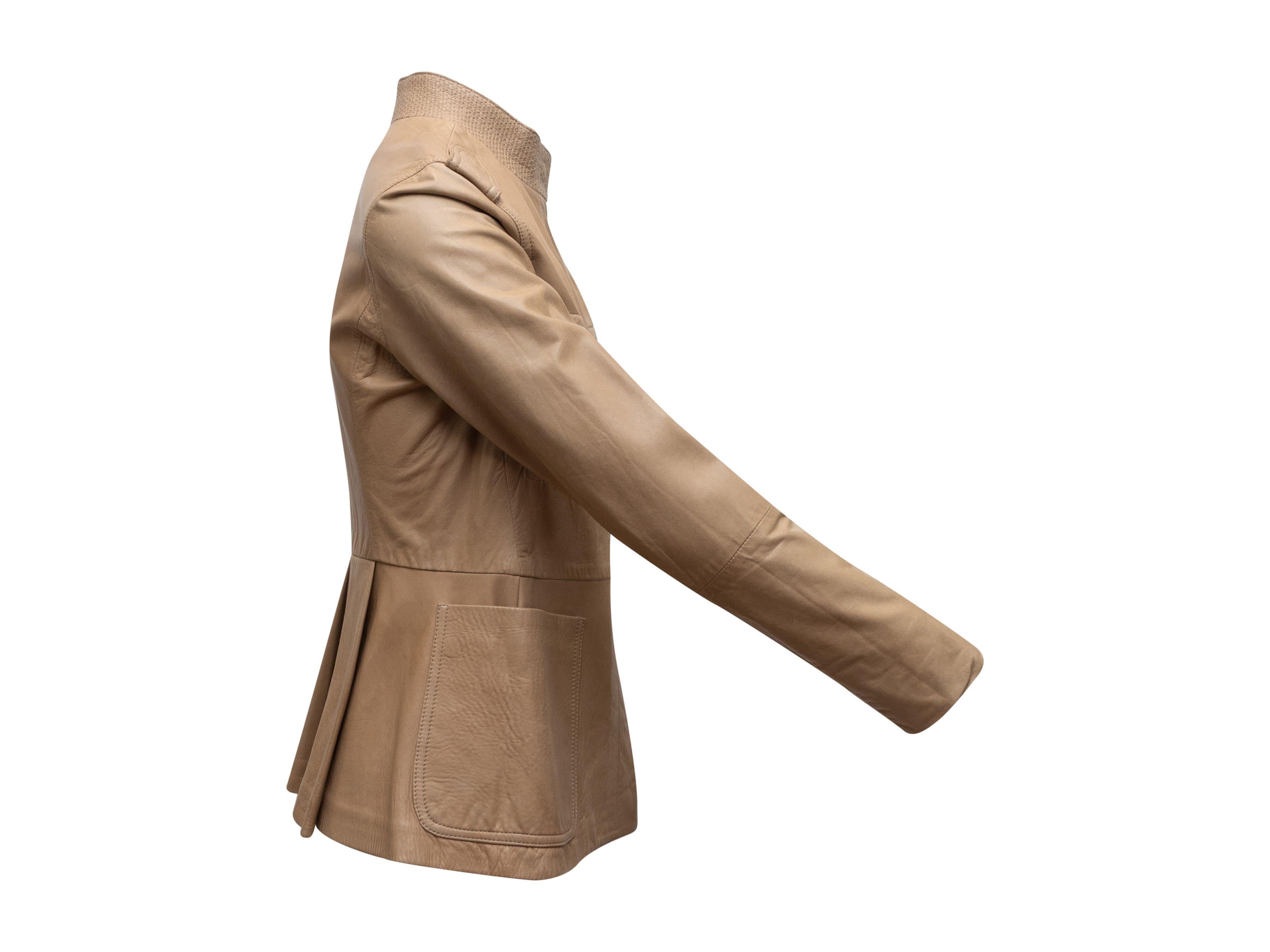 Yves Saint Laurent Tan Stand Collar Leather Jackets In Good Condition In New York, NY
