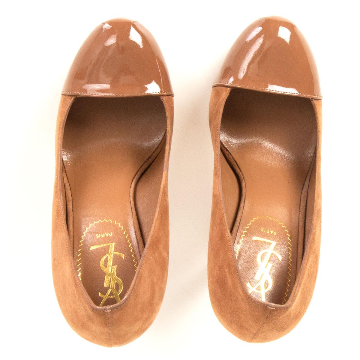 Chaussures à plateforme TRIBTOO YVES SAINT LAURENT en daim beige et brevet 36 Pour femmes en vente
