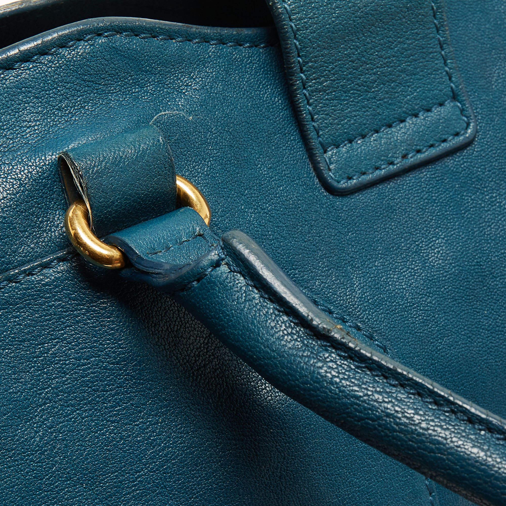 Yves Saint Laurent Teal Blue Leather Medium Cabas Chyc Tote 8