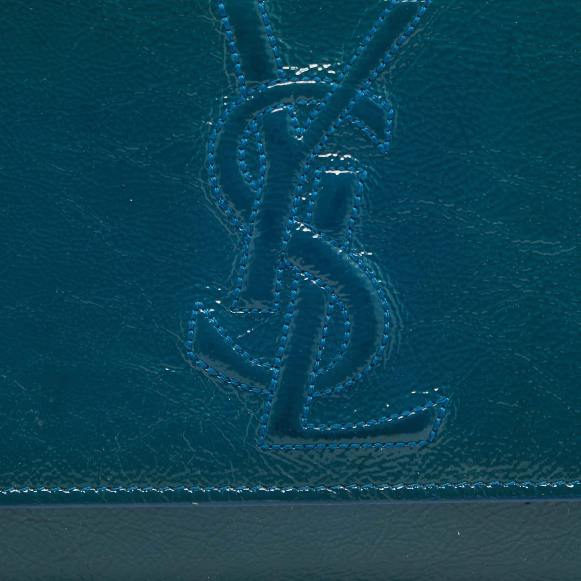 Women's Yves Saint Laurent Teal Patent Leather Belle De Jour Flap Clutch