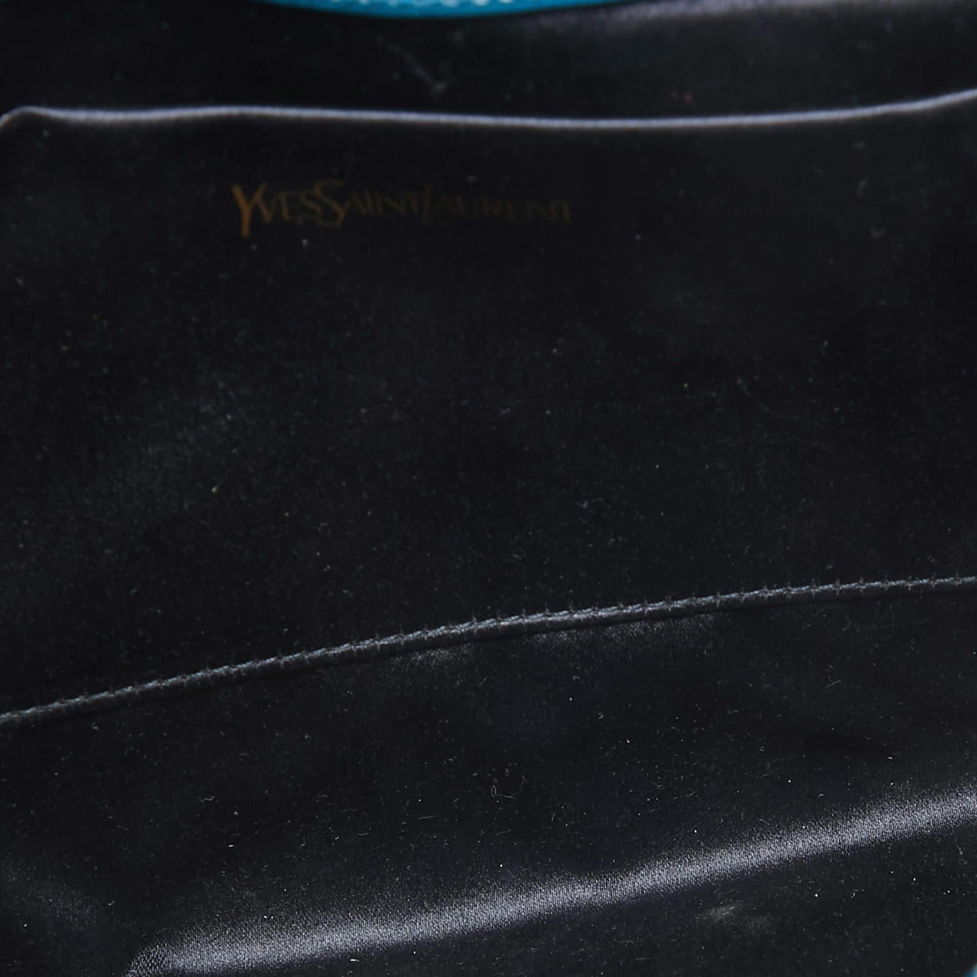 Yves Saint Laurent Teal Patent Leather Belle De Jour Flap Clutch 3