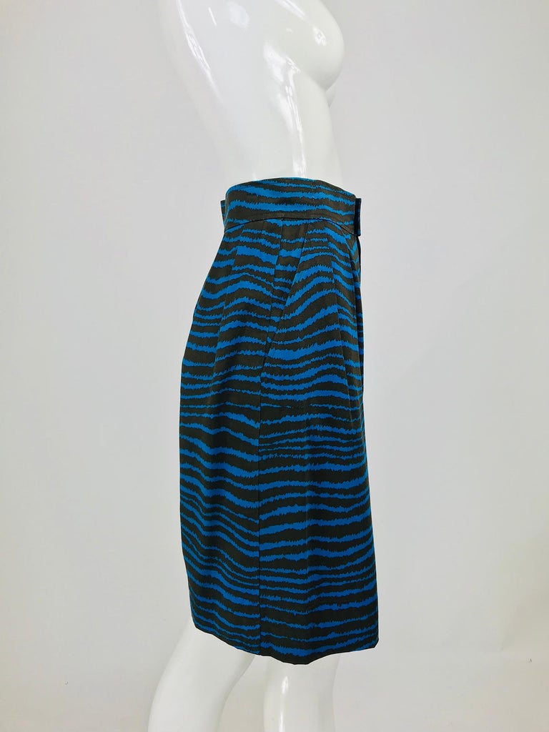 Yves Saint Laurent tiger stripe blue and brown high waist full leg ...