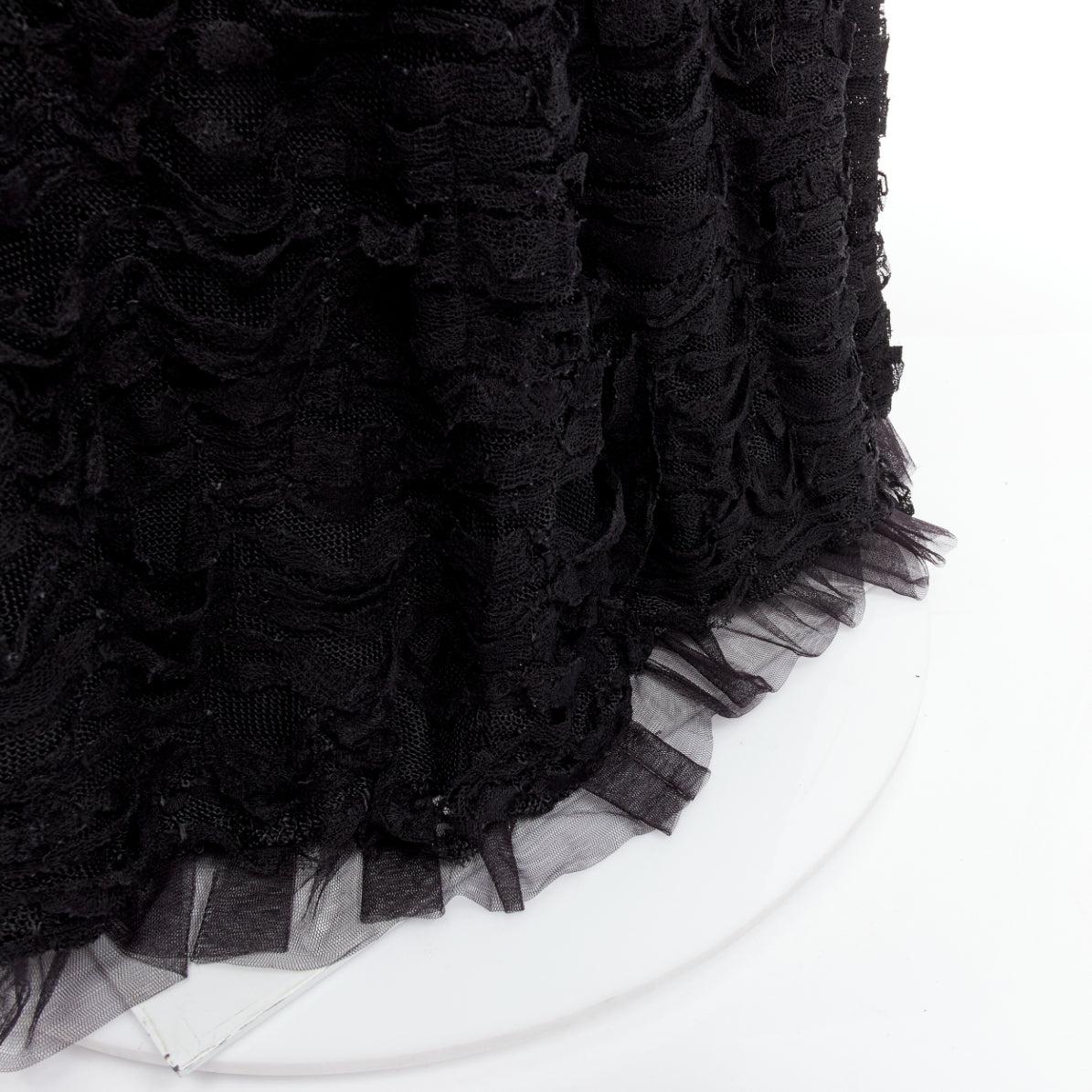 YVES SAINT LAURENT Tom Ford 2001 Vintage Runway black ribbon knit maxi skirt M 4