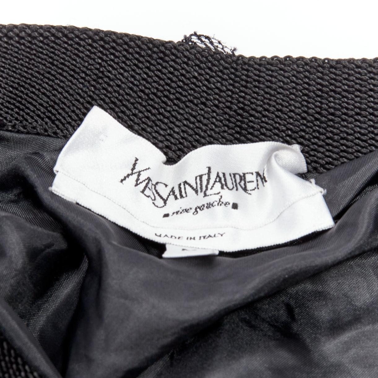 YVES SAINT LAURENT Tom Ford 2001 Vintage Runway black ribbon knit maxi skirt M 5
