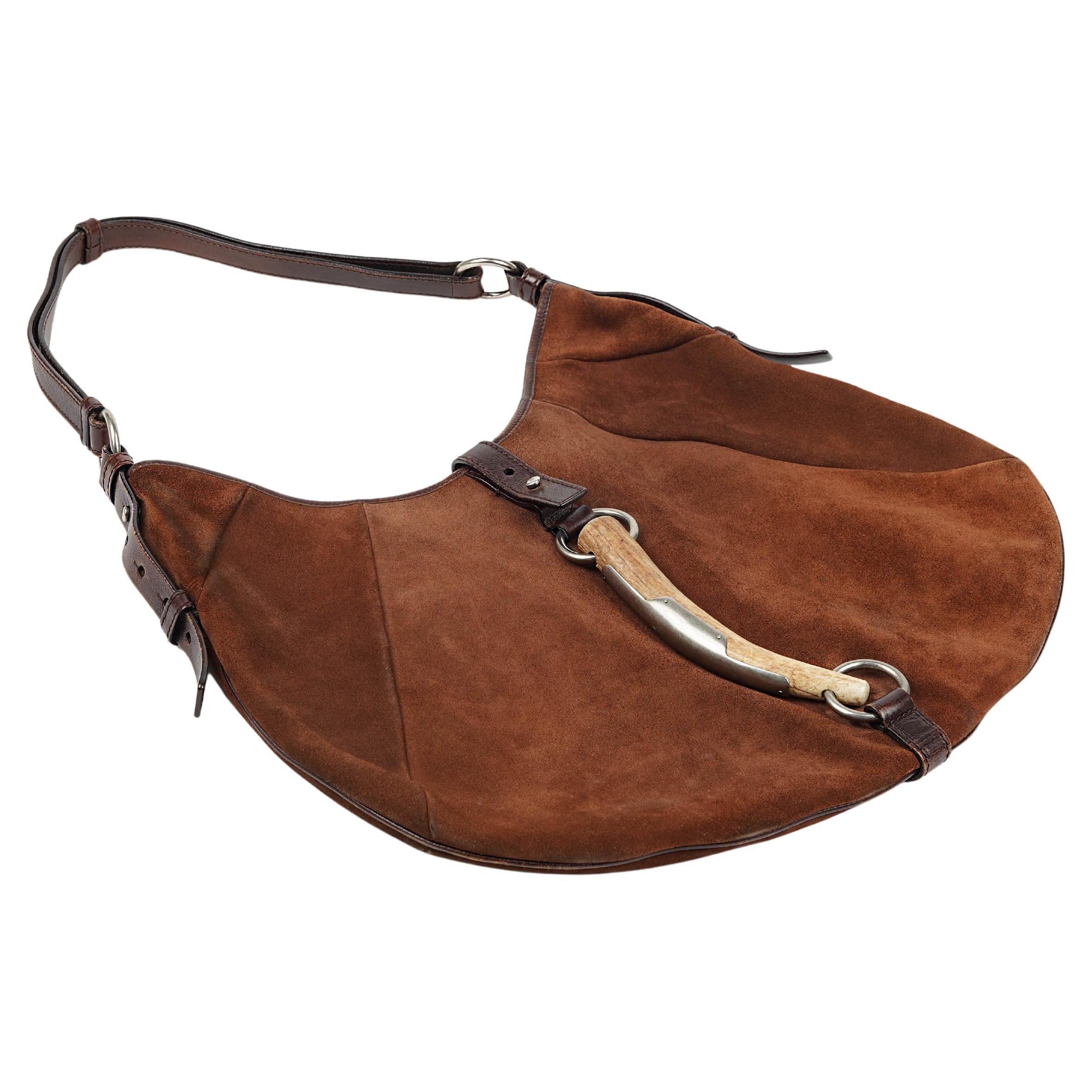 Marrone Yves Saint Laurent Tom Ford Era Borsa Hobo in pelle scamosciata marrone Mombasa, anni 2000 in vendita