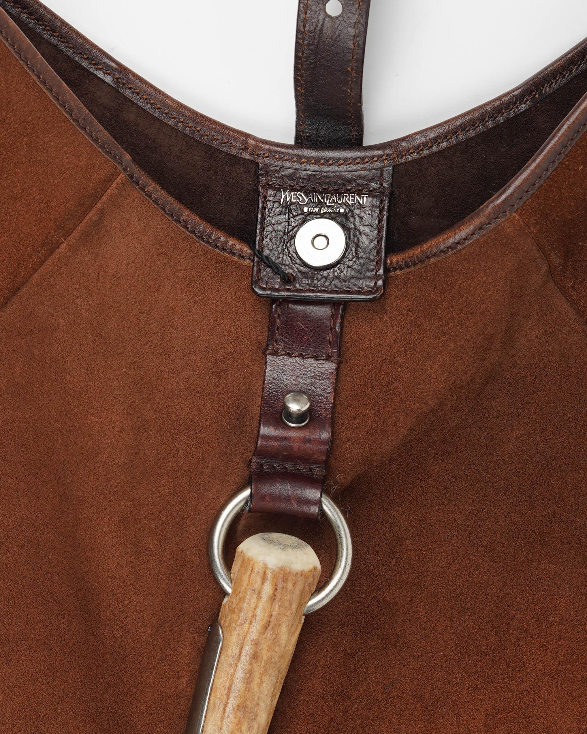 da uomo o donna Yves Saint Laurent Tom Ford Era Borsa Hobo in pelle scamosciata marrone Mombasa, anni 2000 in vendita