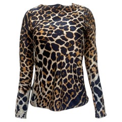Yves Saint Laurent Tom Ford era SS 2002 Blusa de seda con estampado de leopardo y manga larga