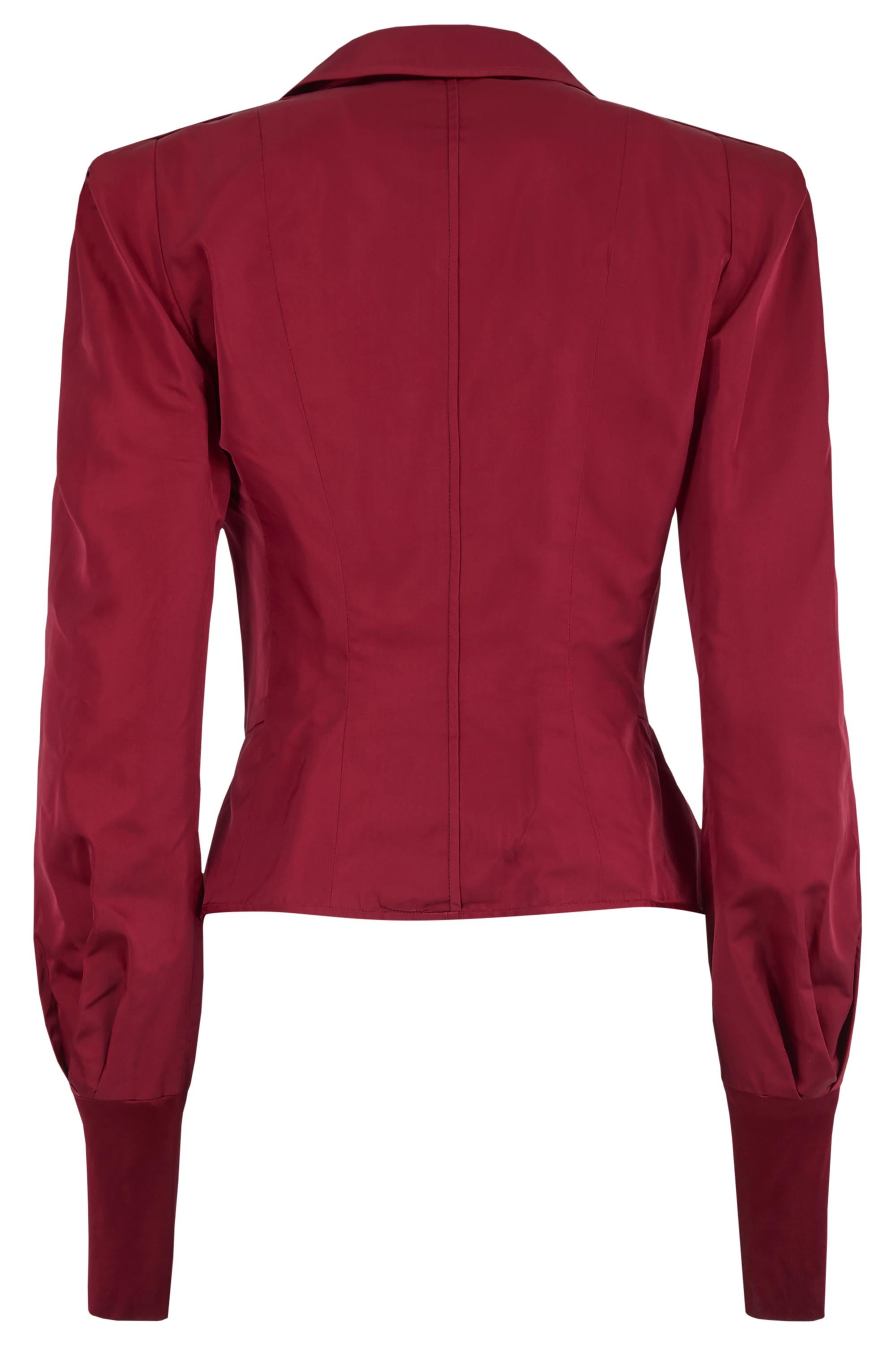 Yves Saint Laurent Tom Ford F/W 2004 Veste cintrée en satin rouge Excellent état - En vente à London, GB